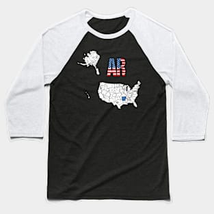 Vintage Arkansas USA Map & Flag Baseball T-Shirt